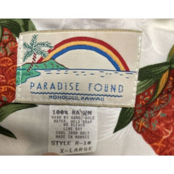 Paradise Found Mens Size XL Pineapple All Over Print Vintage Hawaiian Shirt - Picture 2 of 6
